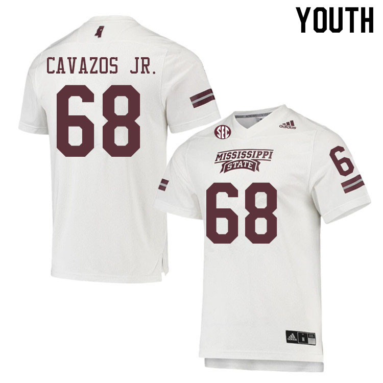 Youth #68 Gabe Cavazos Jr. Mississippi State Bulldogs College Football Jerseys Sale-White - Click Image to Close